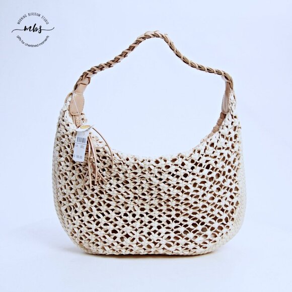 NWT Talbots Straw Shoulder Bag Beige - Picture 7 of 14